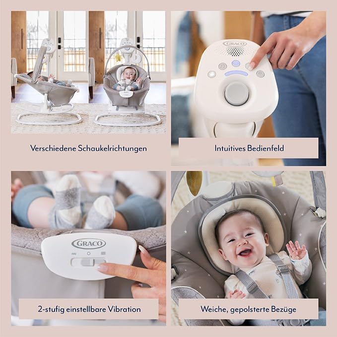 Graco SoftSway 2 in 1 elektrische Babyschaukel und Wippe - Starlight