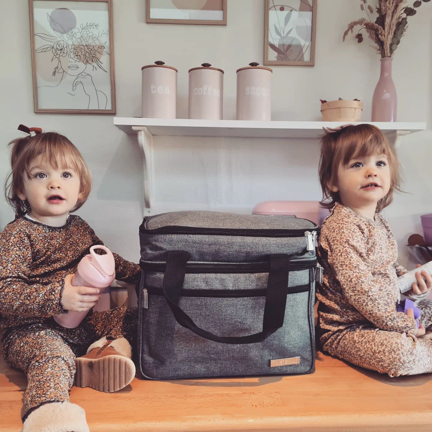 Twistshake Kühltasche 21 L für Babynahrung und mehr | 3 Fächer | Faltbar, Grau