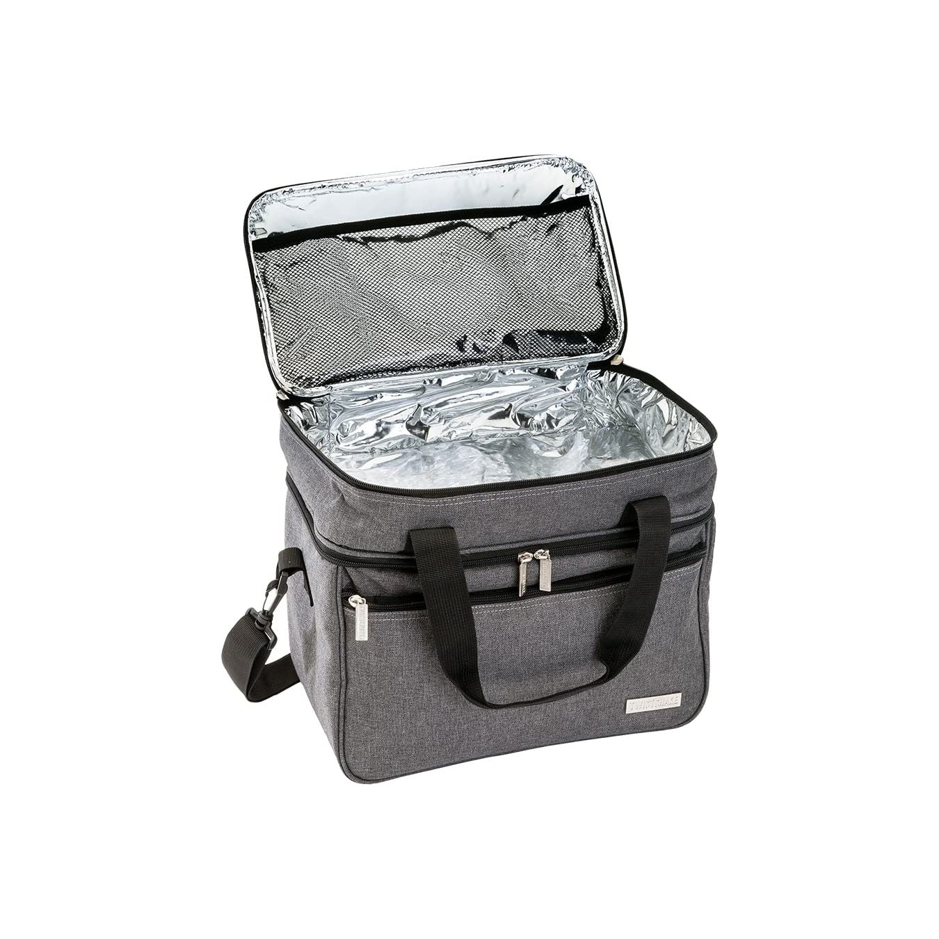 Twistshake Kühltasche 21 L für Babynahrung und mehr | 3 Fächer | Faltbar, Grau