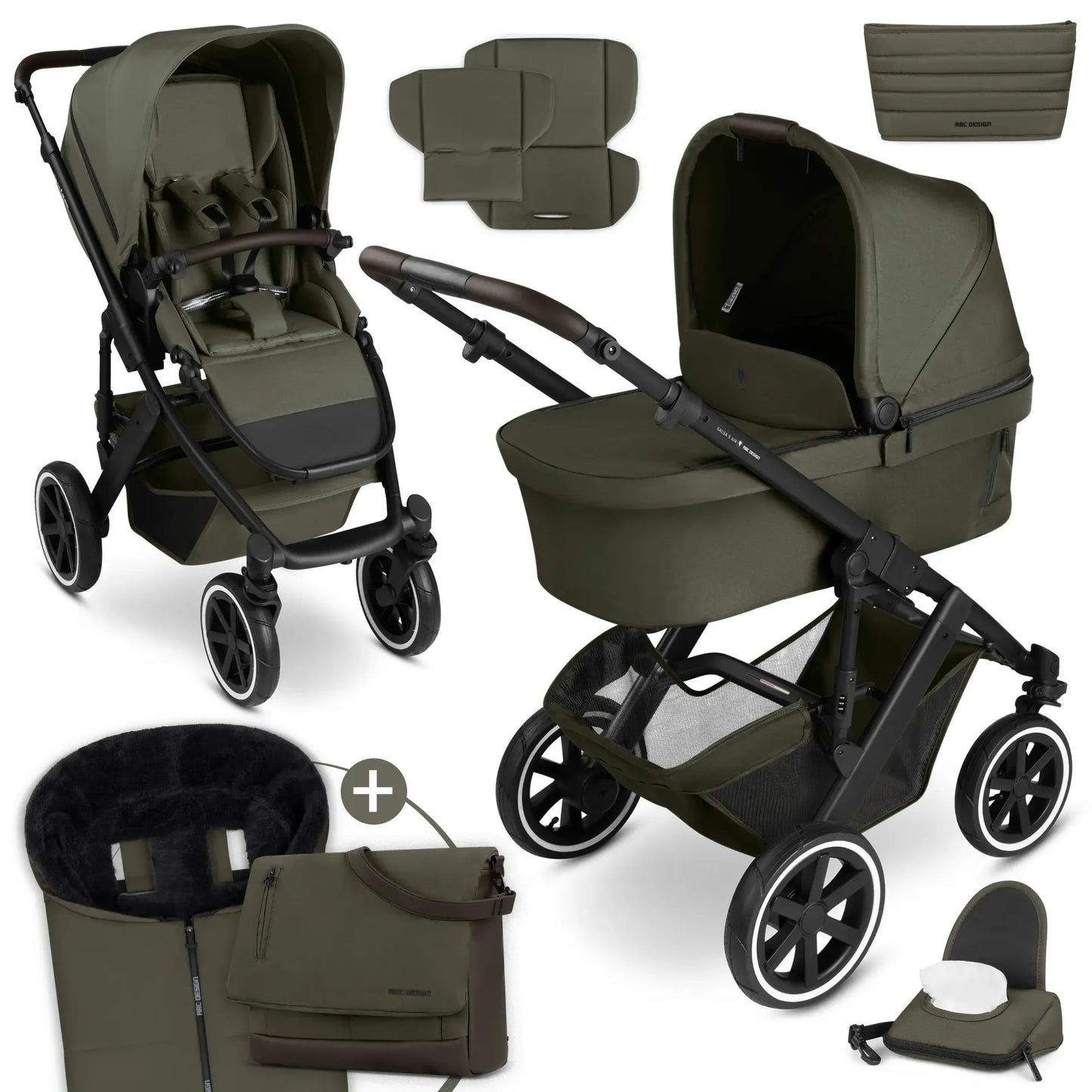ABC design Salsa 5 Air inkl. Winterfußsack, Wickeltasche & Maxi-Cosi Adapter