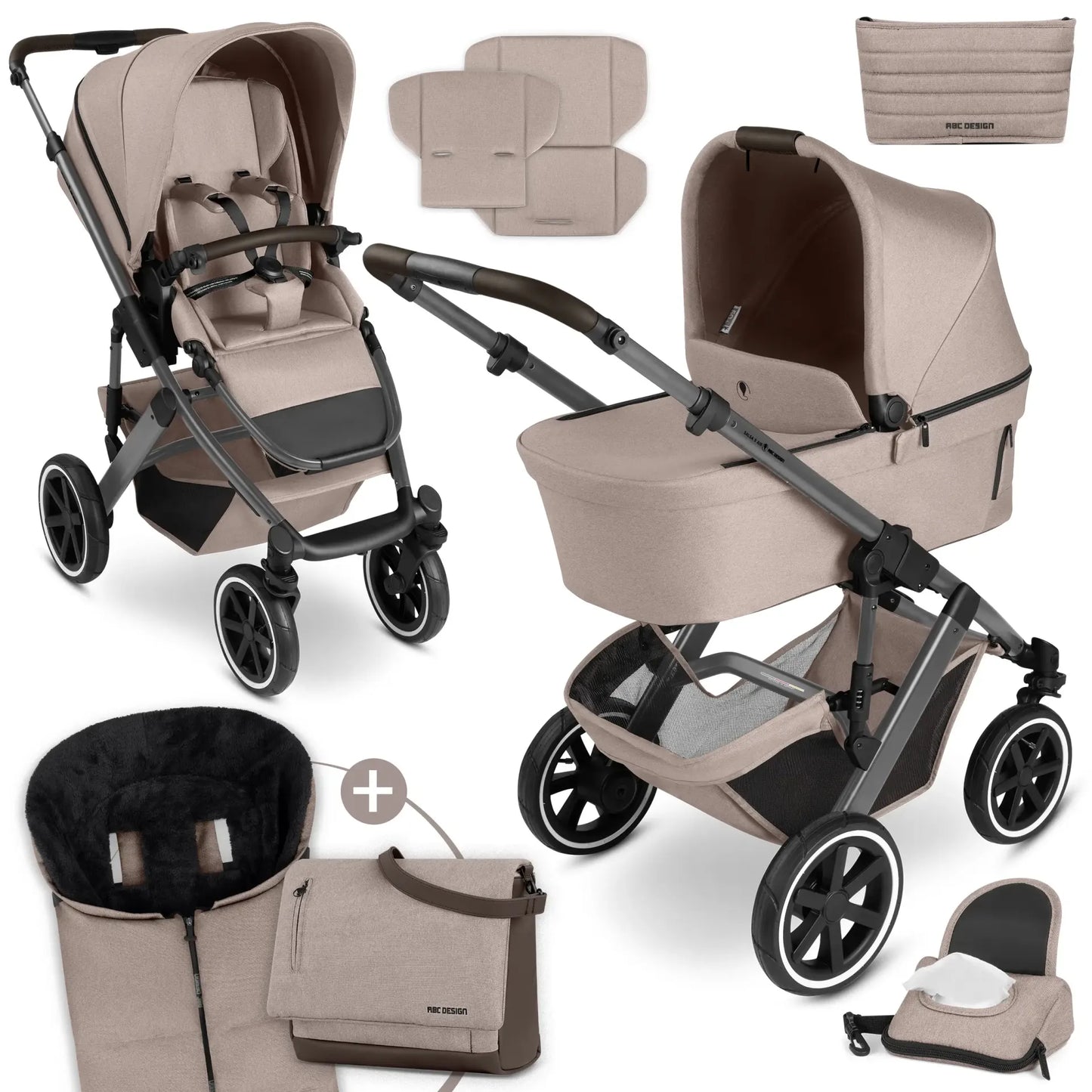 ABC design Salsa 5 Air inkl. Winterfußsack, Wickeltasche & Maxi-Cosi Adapter