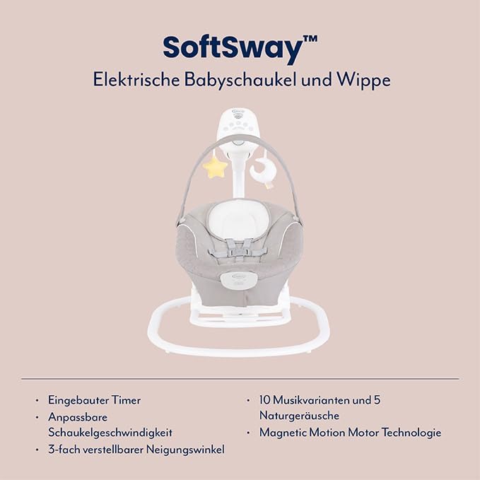 Graco SoftSway 2 in 1 elektrische Babyschaukel und Wippe - Starlight