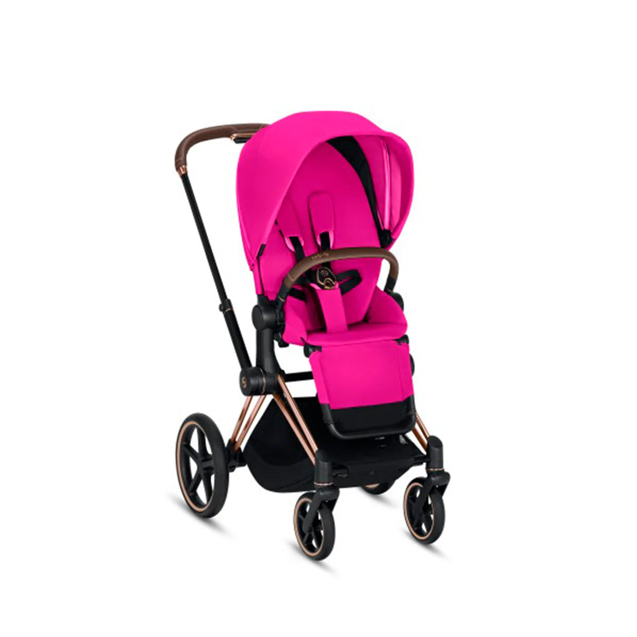 Cybex Priam  4in1 Kombi-Kinderwagen Rosegold / Fancy Pink + Cloud T Plus Peach Pink + Base T