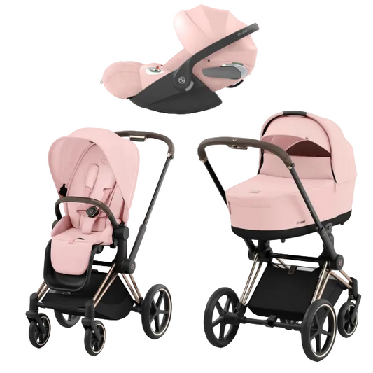 Cybex Priam 4 Kombi-Kinderwagen Rosegold / Peach Pink + Cloud T Plus Peach Pink