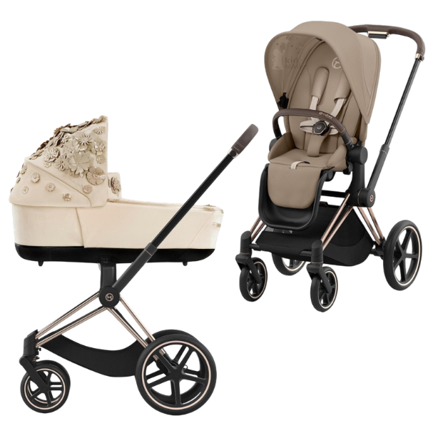 Cybex Priam 4 Kombi-Kinderwagen Rosegold / Simply Flowers beige + Cozy Beige