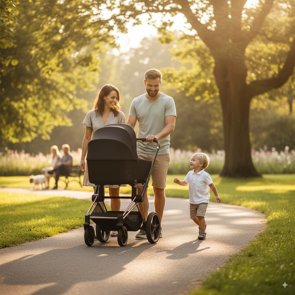 Familie mit Kinderwagen