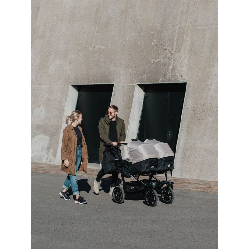 TFK Duo 2 Kombi Zwillingskinderwagen Set 2in1 Luftbereifung – Sand